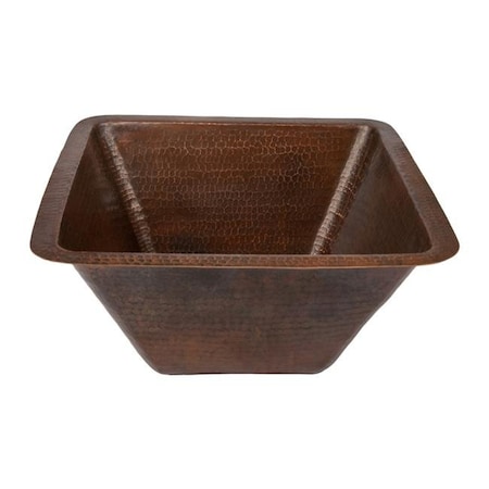 Premier Copper Products Premier Copper Products BS17DB 17 in. Square Hammered Copper Bar-Prep Sink BS17DB